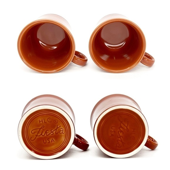 Fiestaware Set of 2 Paprika Coffee Mugs Ring Handle Fiesta Ware Cups Retired - Picture 2 of 7